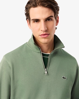 Sweatshirt em Interlock com Gola Alta e Fecho