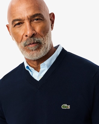 Sweater Monocromática de Algodão com Decote em V