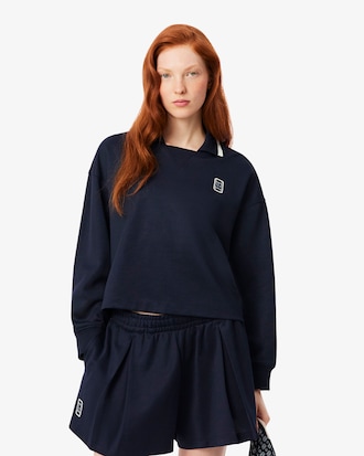Sweatshirt Piqu&eacute; Oversize com Gola de Polo