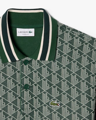 Polo em Jacquard com Monograma Classic Fit