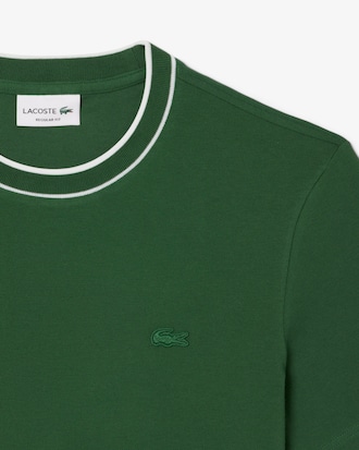 T-shirt Piqu&eacute; El&aacute;stico com Colarinho &agrave;s Riscas