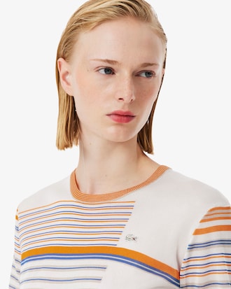 T-shirt Runway Listrada em Jersey Acetinado