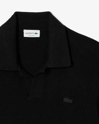 Sweater de Gola Polo Aberta com Mistura de Algod&atilde;o