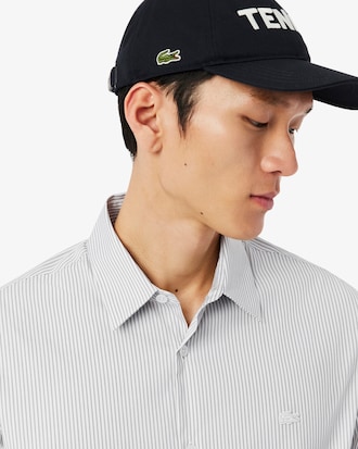 Camisa Slim Fit Listrada em Popelina El&aacute;stica