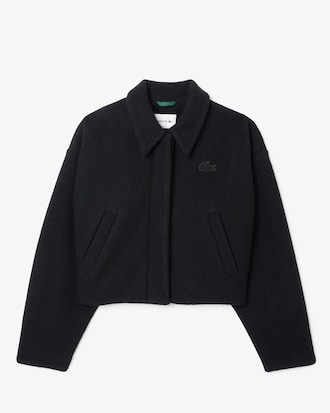 Blusão Cropped Oversize de Lã Pura