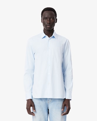 Camisa em Popelina Elástica às Riscas Slim Fit
