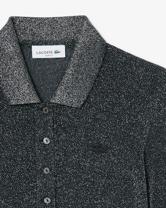 Polo Slim Fit em Jersey Brilhante de Manga Comprida