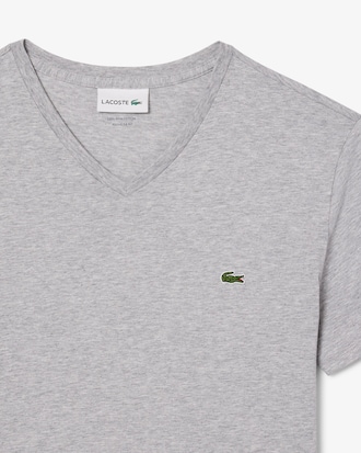 T-shirt de Algodão Pima com Decote em V Leve