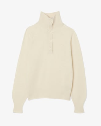 Sweater de Gola Alta em Lã Cardada