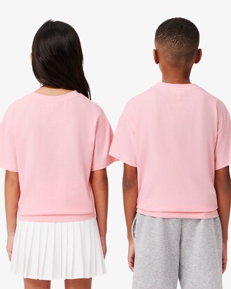 T-shirt de Algodão Estampada com Flores Bordadas