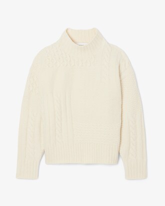 Sweater de Gola Alta de L&atilde; com Efeito Patchwork