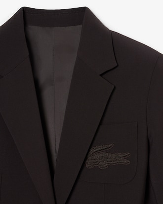 Blazer de L&atilde; com Logo Bordado Slim Fit