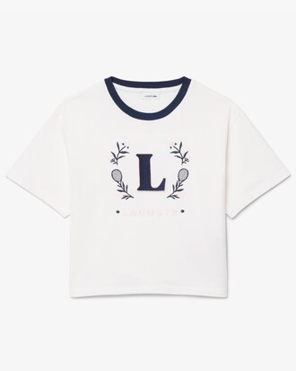 T-shirt de Algod&atilde;o com Emblema Contrastante
