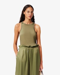 Top sem Mangas de Cetim Fluido Slim Fit