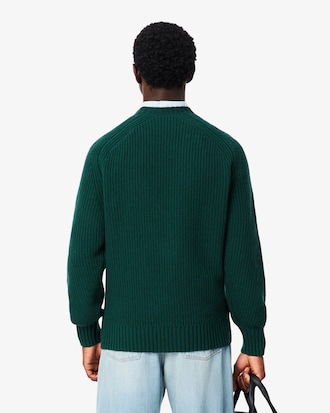 Sweater com Decote Redondo de L&atilde; Cardada Grossa