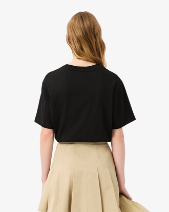 T-shirt de Algodão com Corte Curto e Oversize com Logótipo