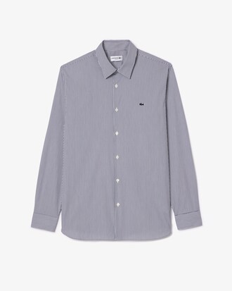 Camisa em Popelina Elástica às Riscas Slim Fit