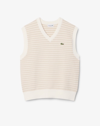 Colete tipo Sweater em Malha Jacquard Listrado