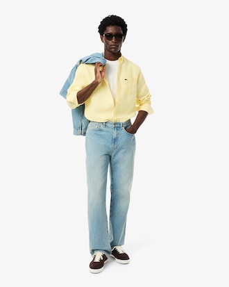 Camisa de Linho &agrave;s Listras Regular Fit