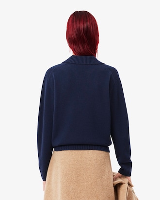 Sweater com Gola de Polo em Malha de Caxemira 3D