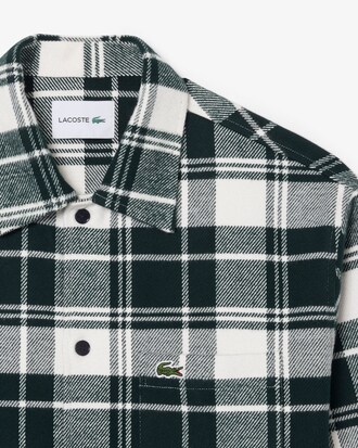 Overshirt em Sarja de Algod&atilde;o Axadrezada