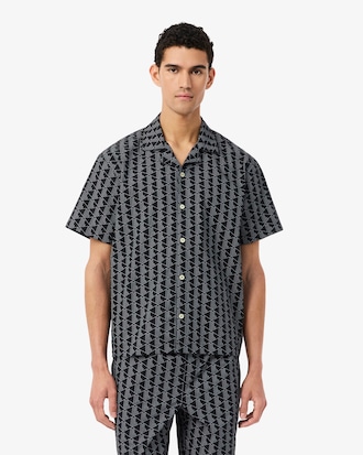 Camisa de Pijama em Popelina com Estampado de Monograma