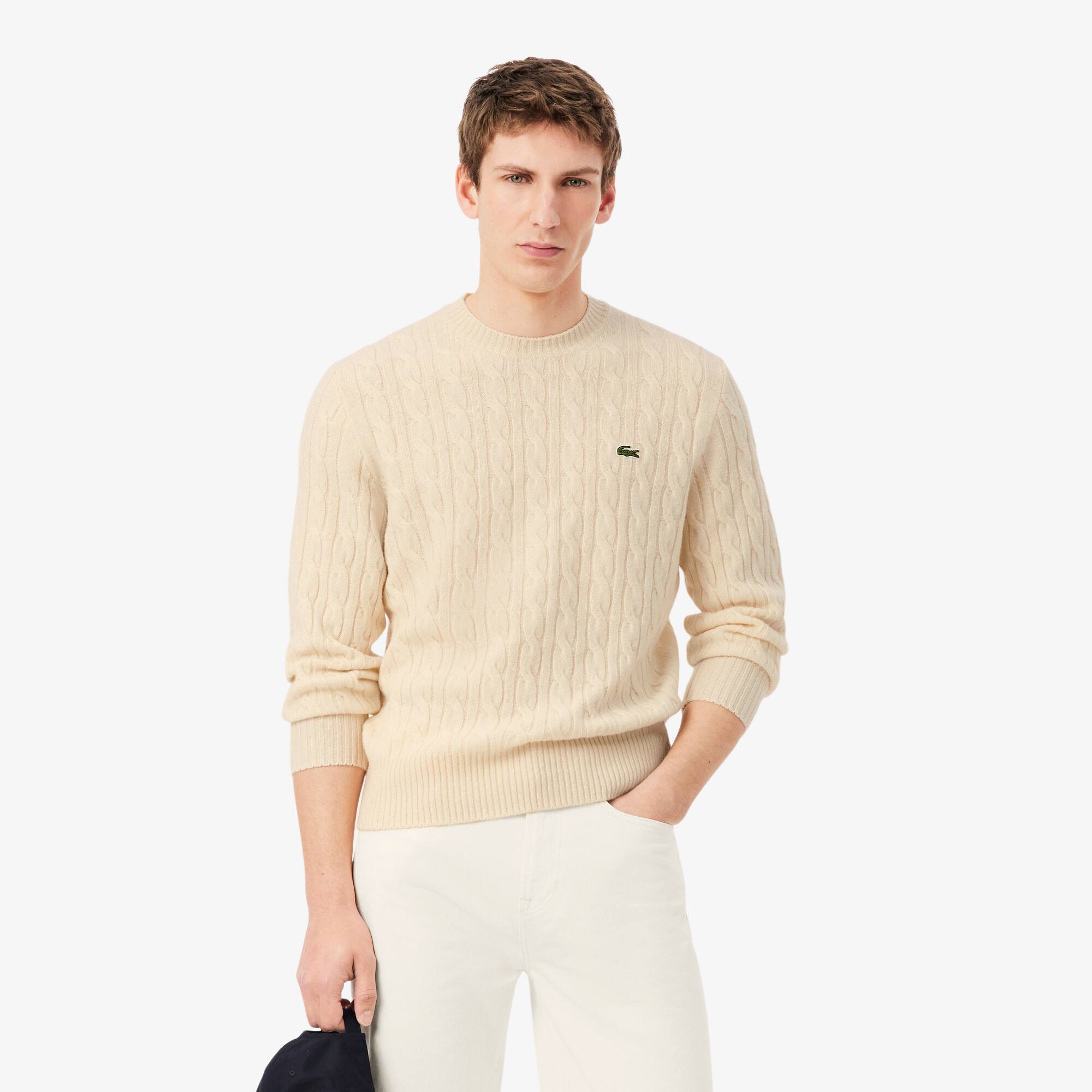 Sweater de Malha e de Lã Cardada com Decote Redondo