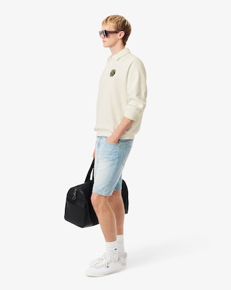 Sweatshirt de Velo e Colarinho de Polo Loose Fit