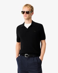 Sweater de Gola Polo Aberta com Mistura de Algod&atilde;o