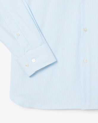 Camisa em Popelina El&aacute;stica &agrave;s Riscas Slim Fit