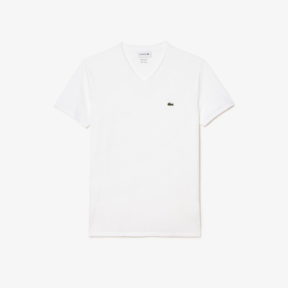 تي شيرت من جيرسيه قطن بيما بفتحة رقبة على شكل حرف V للرجال Lacoste