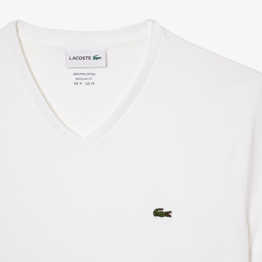 تي شيرت من جيرسيه قطن بيما بفتحة رقبة على شكل حرف V للرجال Lacoste