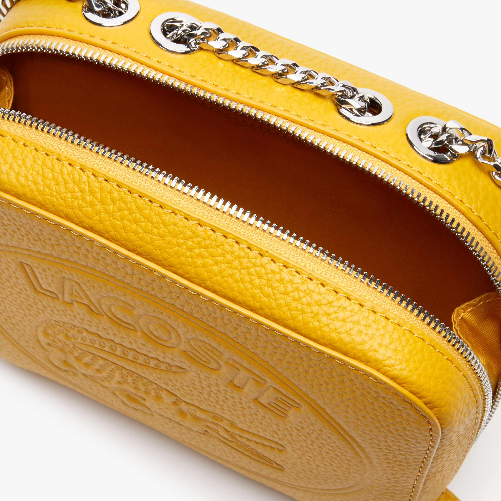 Women's Croco Crew Grained Leather Zip Shoulder Bag LACOSTE