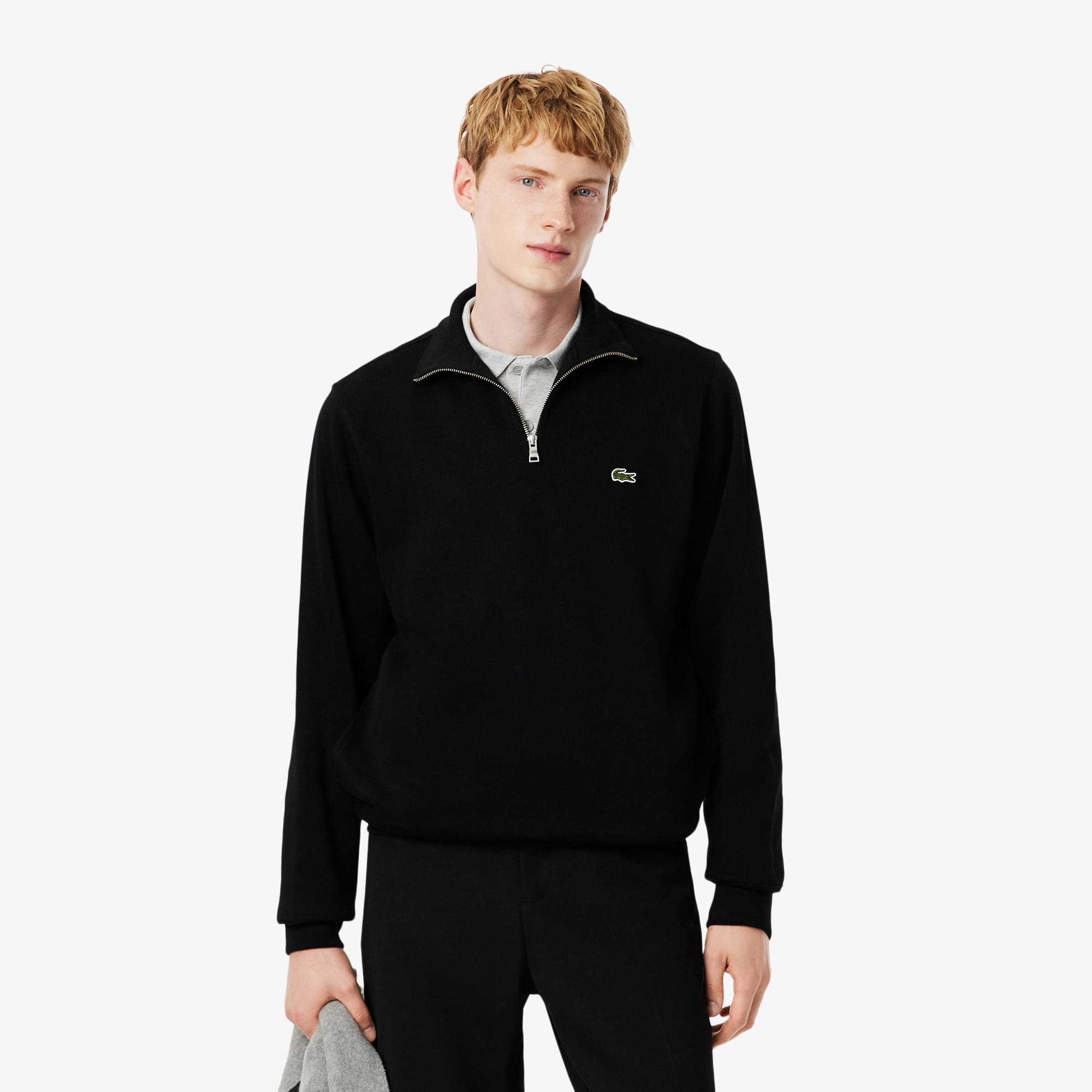 Zip-Up High Neck Interlock Sweatshirt - Men's Sweatshirts