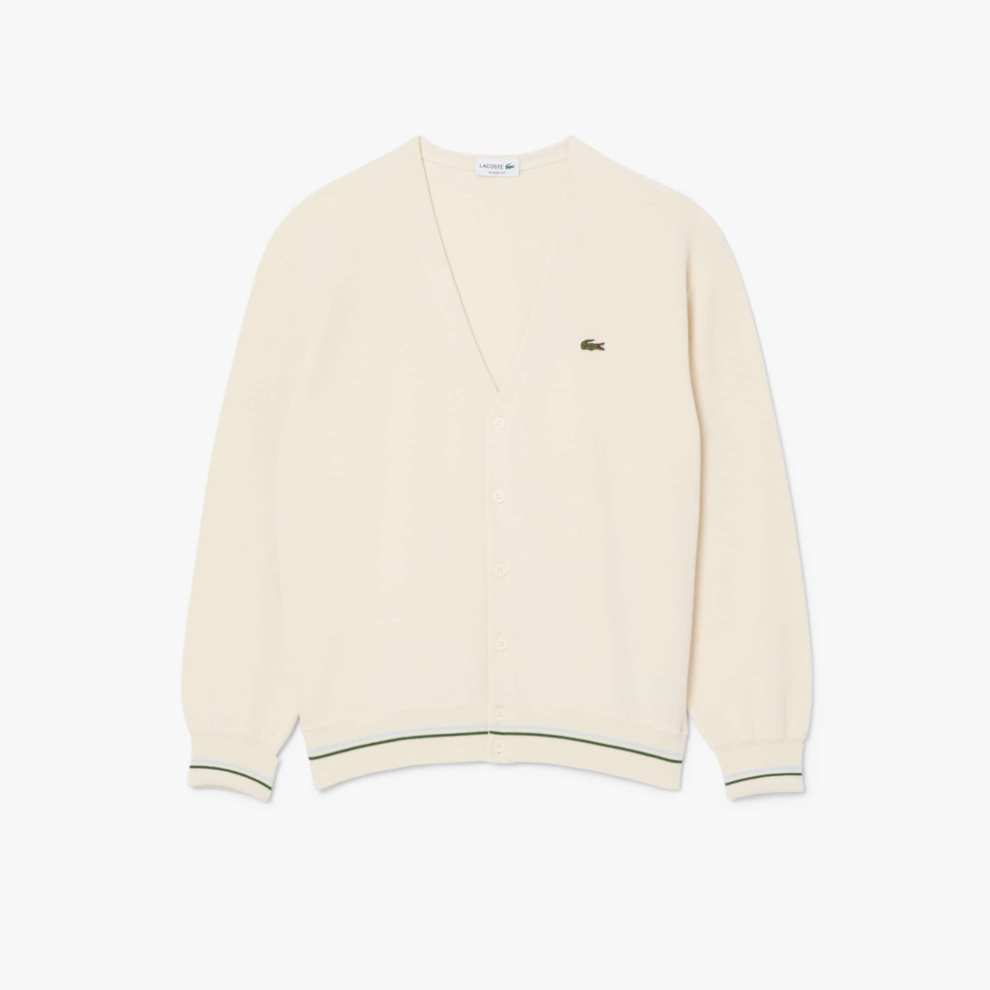 Relaxed Fit Stripe Detail Cotton Cardigan - Men's Knitwear