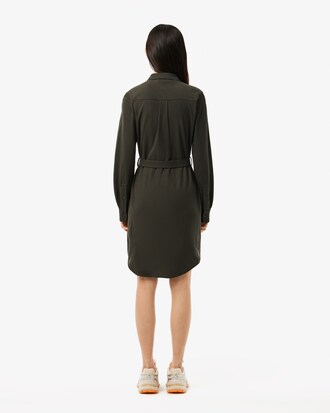 Belted Piqué Shirt Dress