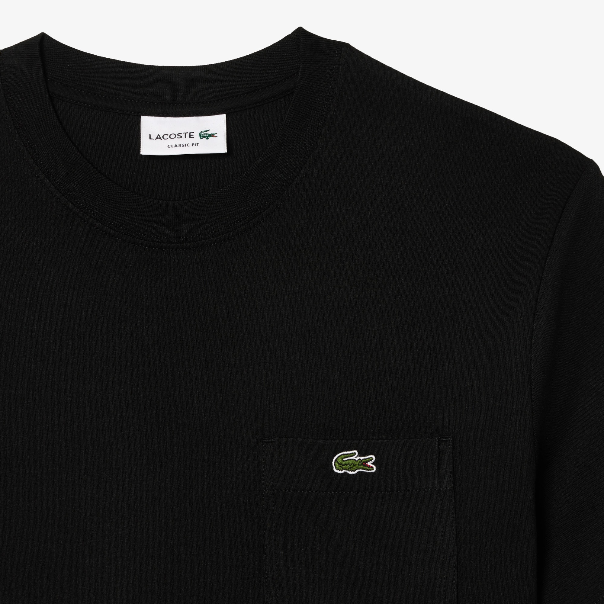 Tシャツ・カットソー LACOSTE Men T Shirts TH2745 31 Black Cotton T-shirt with Breast Pocket - Men's t-shirts - New In