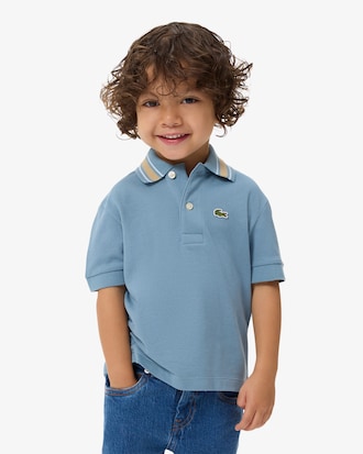 Stripe Collar Petit Piqu&eacute; Polo Shirt