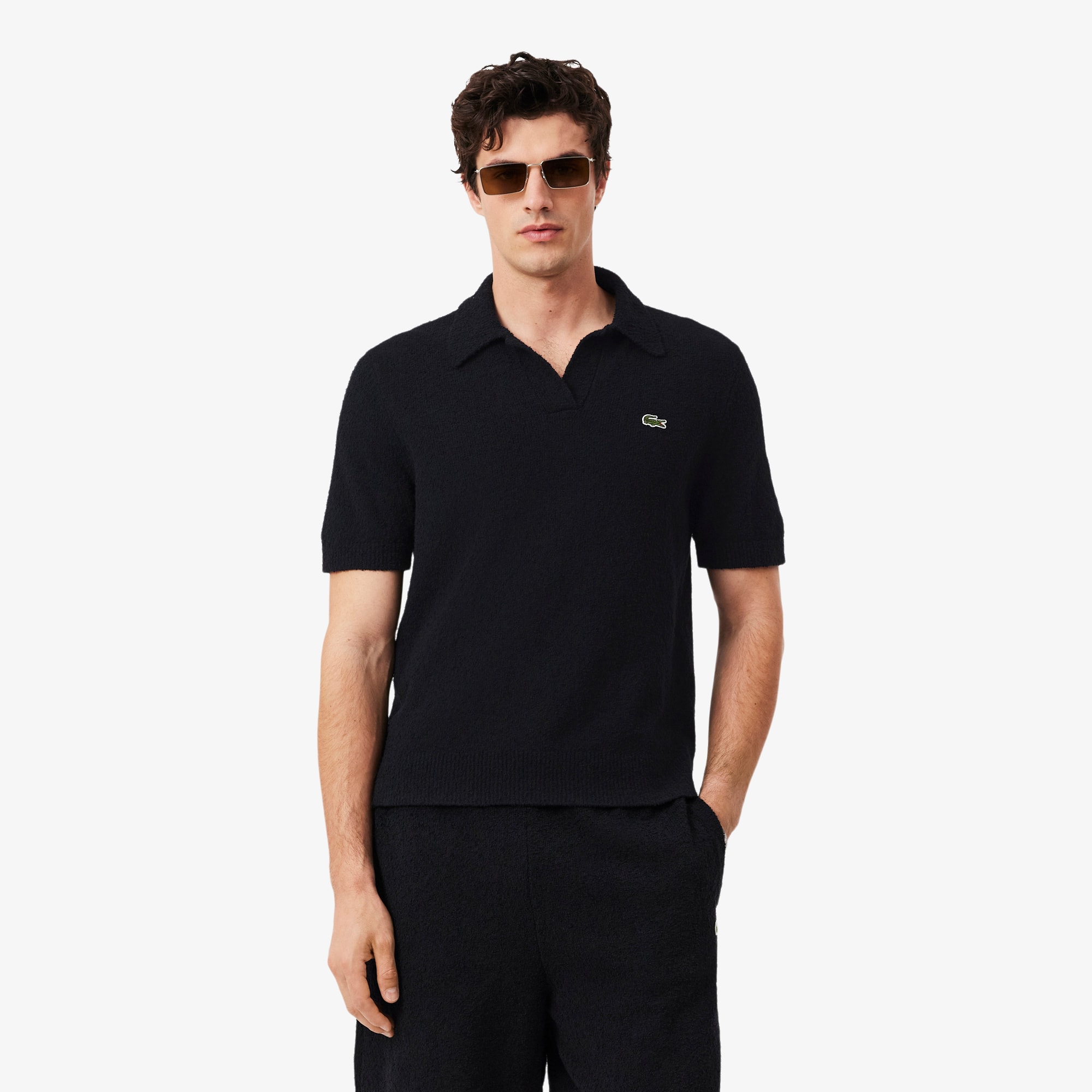 Classic Fit Bouclé Knit Polo Shirt - Men's Knitwear - New In 2026
