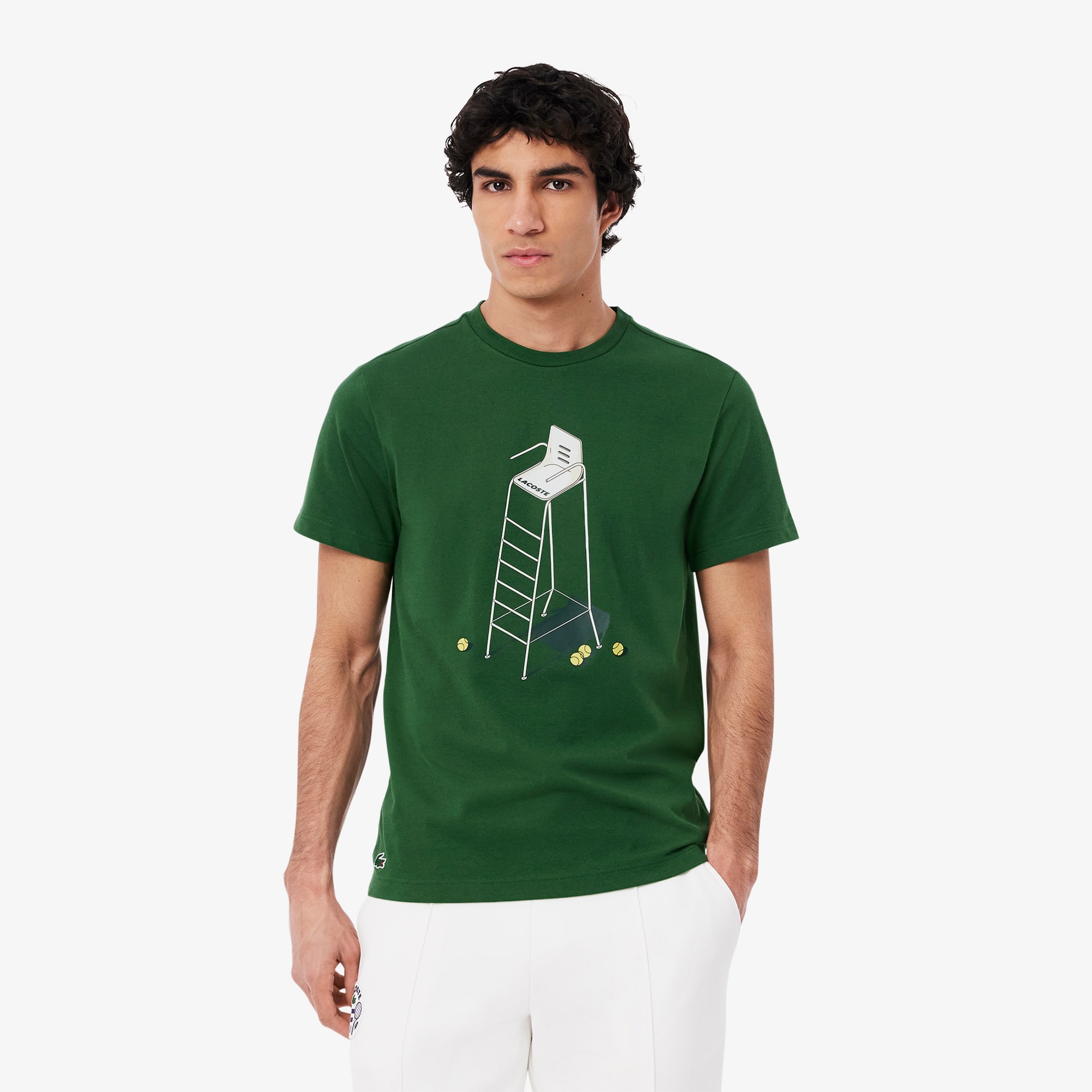 Tシャツ・カットソー LACOSTE Men T-shirt Green TH2101 S30 Tennis Heritage Print T-shirt - Men's t-shirts - New In 2025