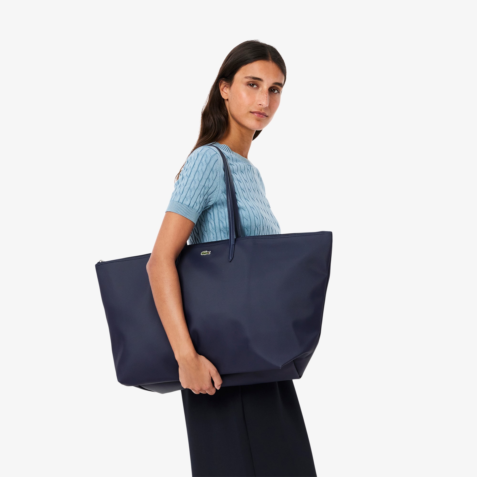 ★LACOSTE★ Women's L1212 Concept Small Shopper Bag Navy NF2 Women's Small L.12.12 Concept Tote - Bags - New In 2025