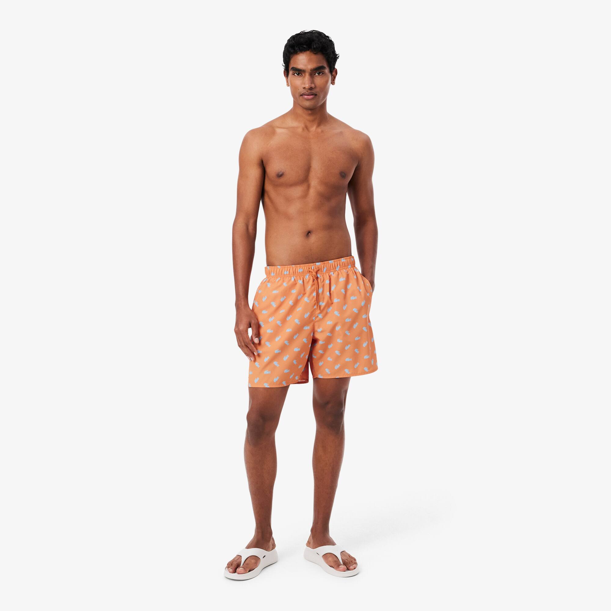 Mid Length Crocodile Print Swim Trunks - Men's Swimwear - New In