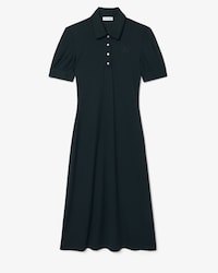 Embroidery Accent Fluid Jersey Polo Dress