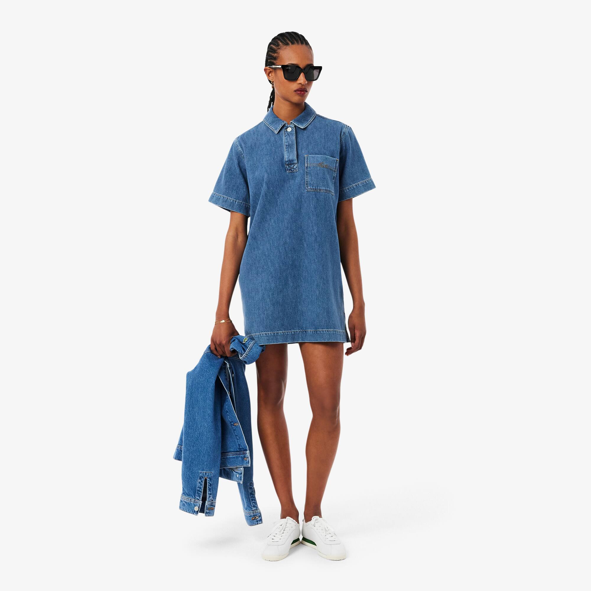 Oversized Denim Polo Dress