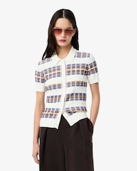 Ribbed Knit Polo Collar Sweater