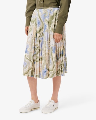 Topography Print Pleated Skirt