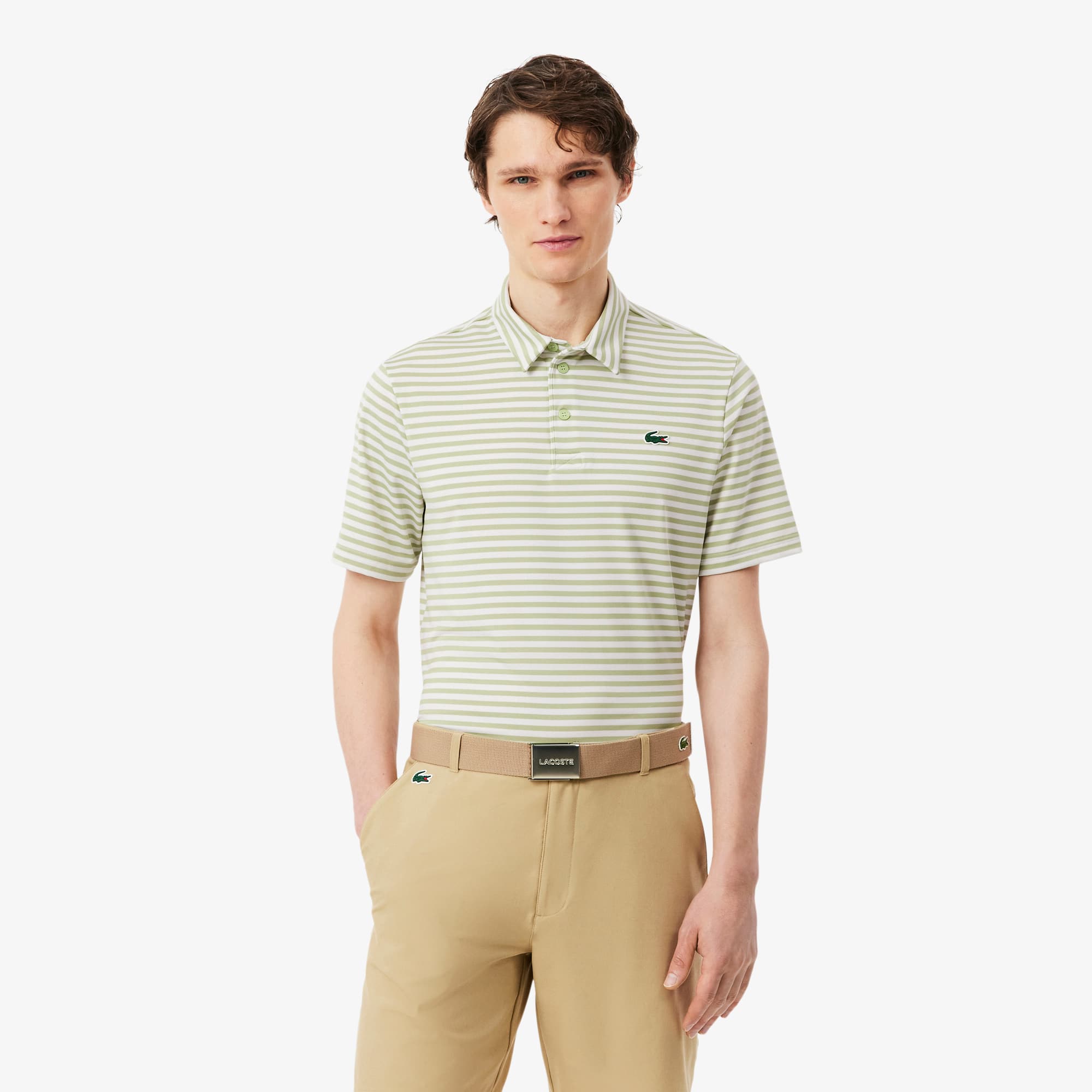 Regular Fit Ultra Dry Striped Golf Polo Shirt - Men's Short