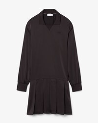 Pleated Satin Polo Dress