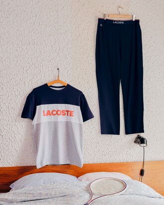 Long Colour-Block Cotton Pyjama Set