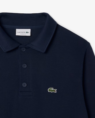 Ribbed Cotton Polo Collar Sweatshirt